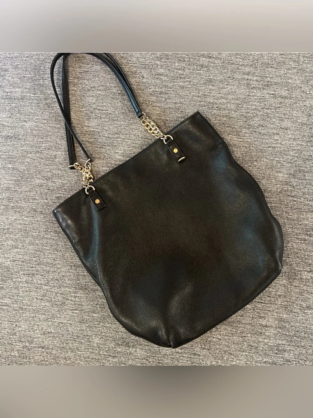 Michael Kors Black Leather Gold Chain Shoulder Hobo Bag
